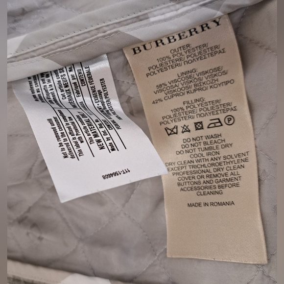 Burberry Women's Quilted Jacket Coat Pale Stone Check Snap Filled Size XS - Picture 13 of 16